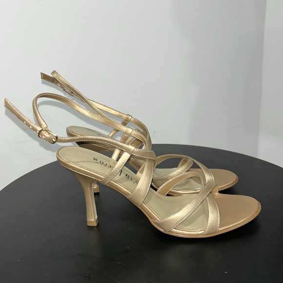 White House Black Market metallic gold heels and Sequined Clutch - Picture 6 of 13